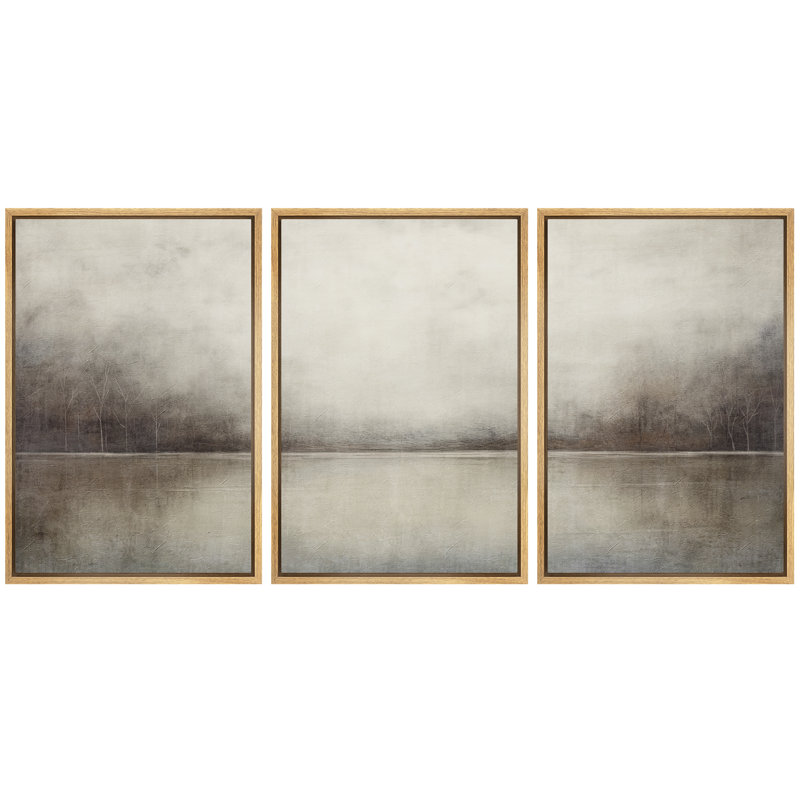 Minimal Landscape 3 pièces, H 24 po x l 16 po x P 1,5 po, Cadre flottant, Naturel