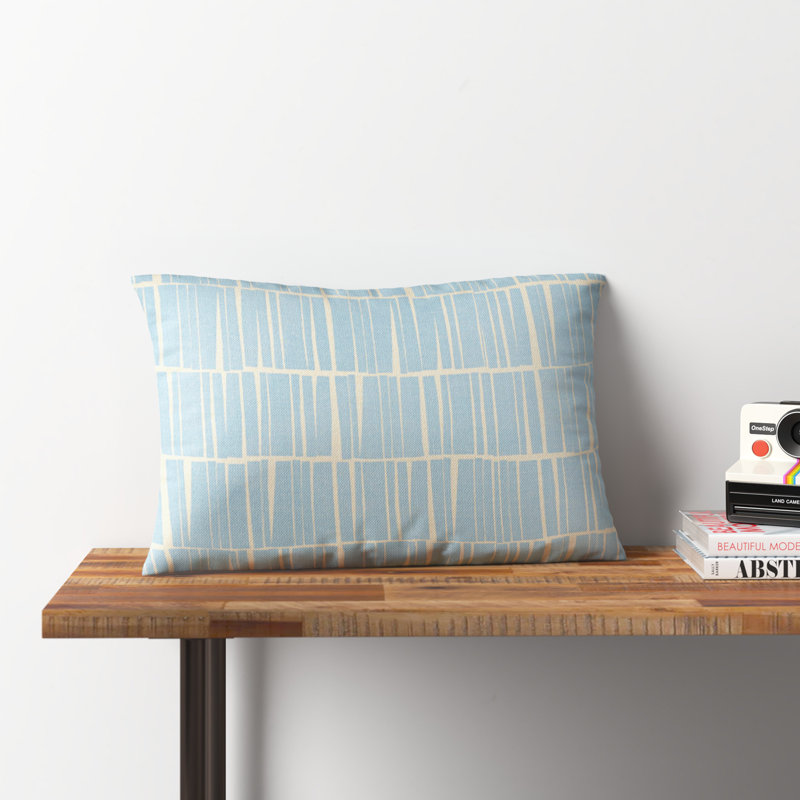 Striped Throw Pillow, Light Blue/Beige