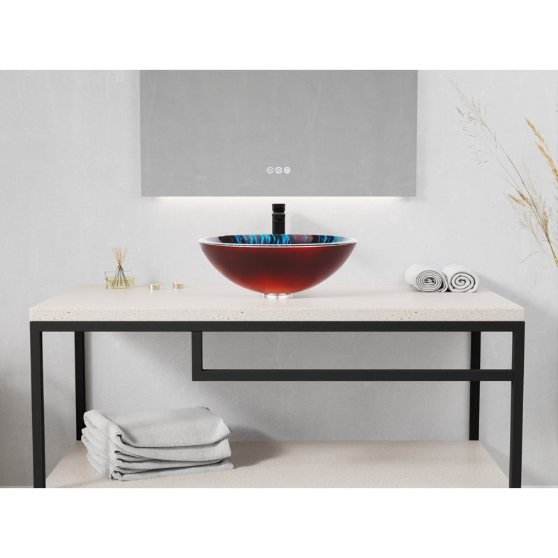 ANZZI 16.5'' Stellar Burst Glass Circular Bathroom Sink
