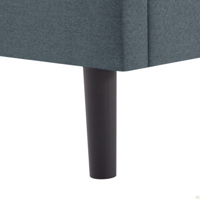 Full Size Upholstered Platform Bed Frame with Square Tufted Headboard, Easy Assembly Bed Frame for Bedroom, Dark Grey