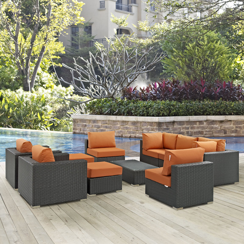 Ensemble modulaire d'extérieur Sunbrella 10 pièces Stopover, Orange