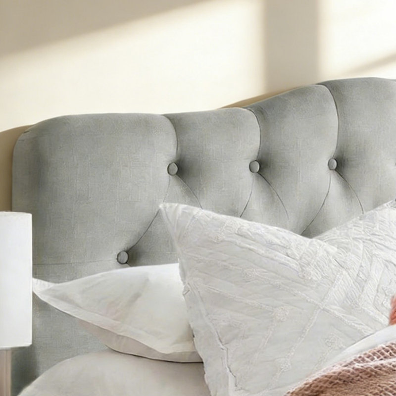 Tête de lit capitonnée et capitonnée, tête de lit en bois massif avec pieds en bois, tête de lit à hauteur ajustable de 37 po à 51 po, tête de lit en tissu au design moderne