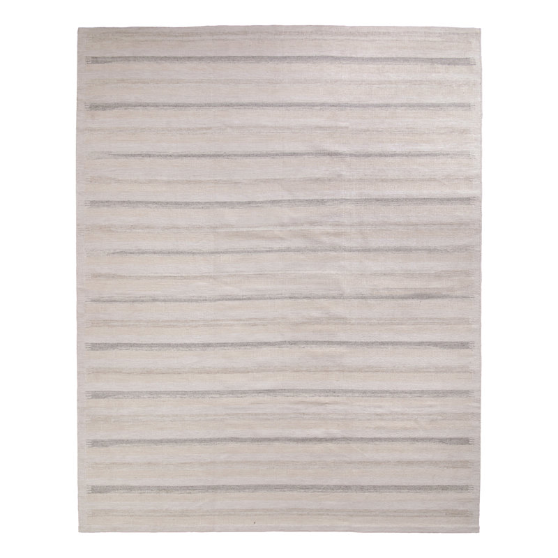 Scandinavian Wool Striped Area Rug, Rectangle 10' x 14'