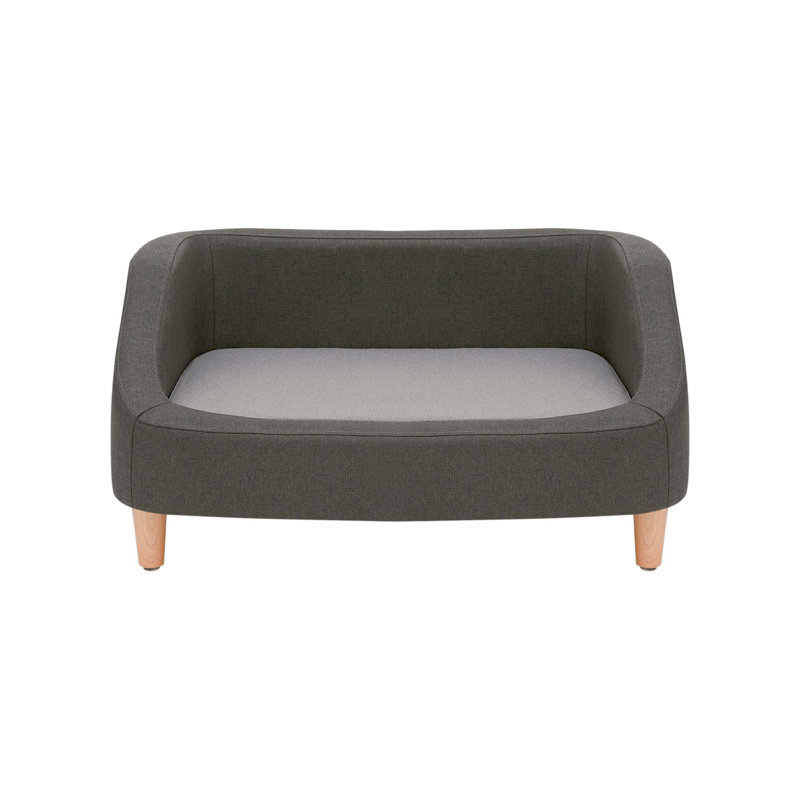 Gray Linen Elevated Pet Sofa with Washable Cushion