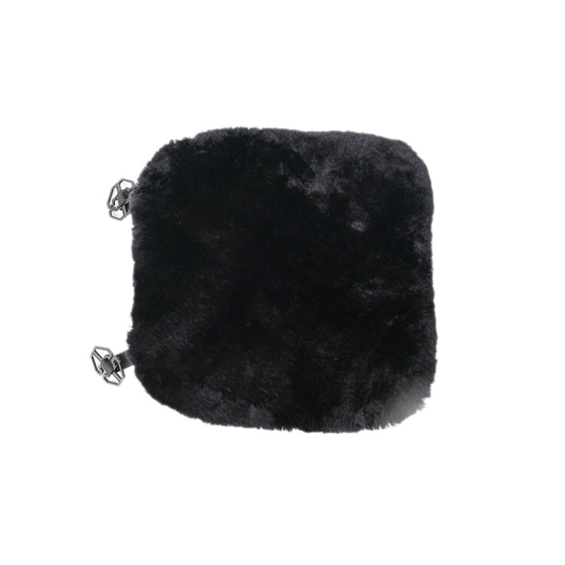 Tie Genuine Sheepskin Fur Car Seat Pad, Black
