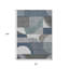 Tapis intérieur / extérieur 8 pi x 10 pi gris et bleu à motif géométrique lavable