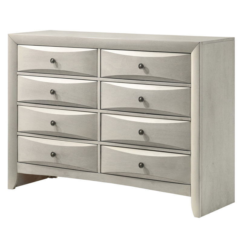 Commode 6 tiroirs avec façades de tiroirs courbées pour la chambre à coucher