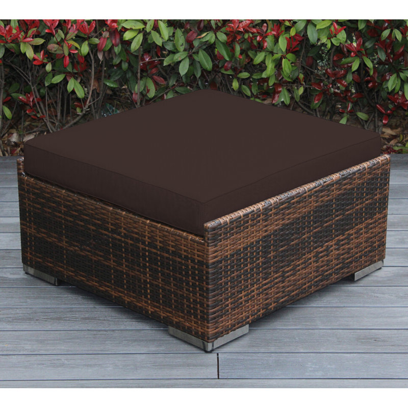 Grand repose-pieds avec coussin Billyjo, Toile Aruba Sunbrella®, Mélange de bruns