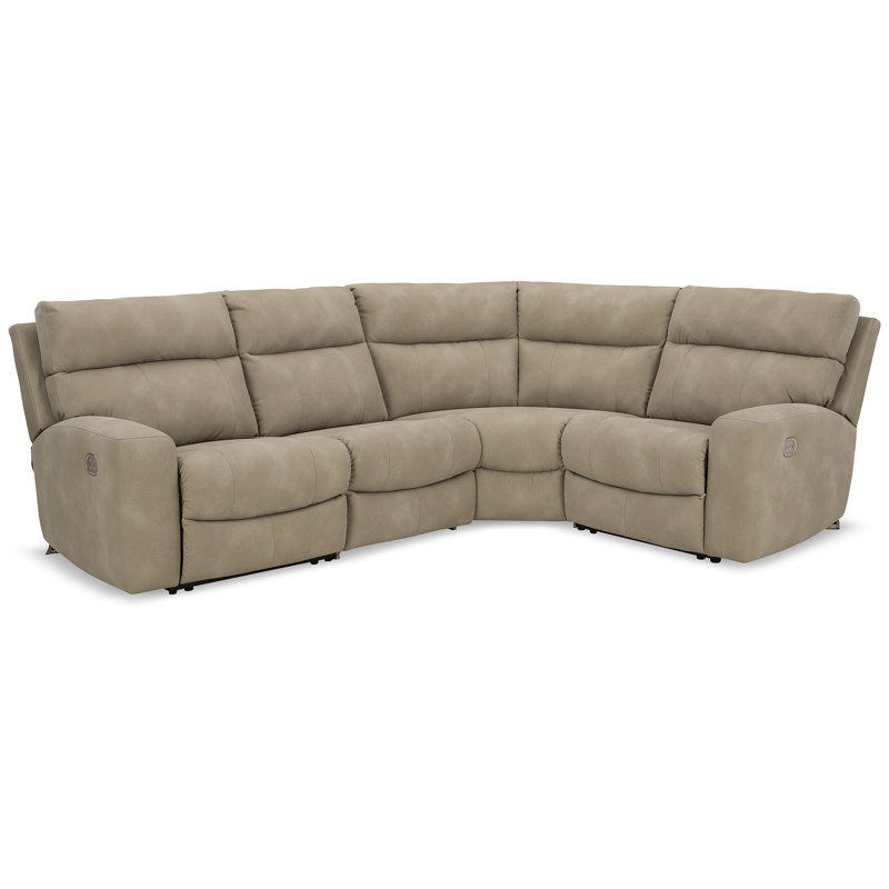 Matsuda 4-Piece Power Reclining Sectional, Similicuir beige