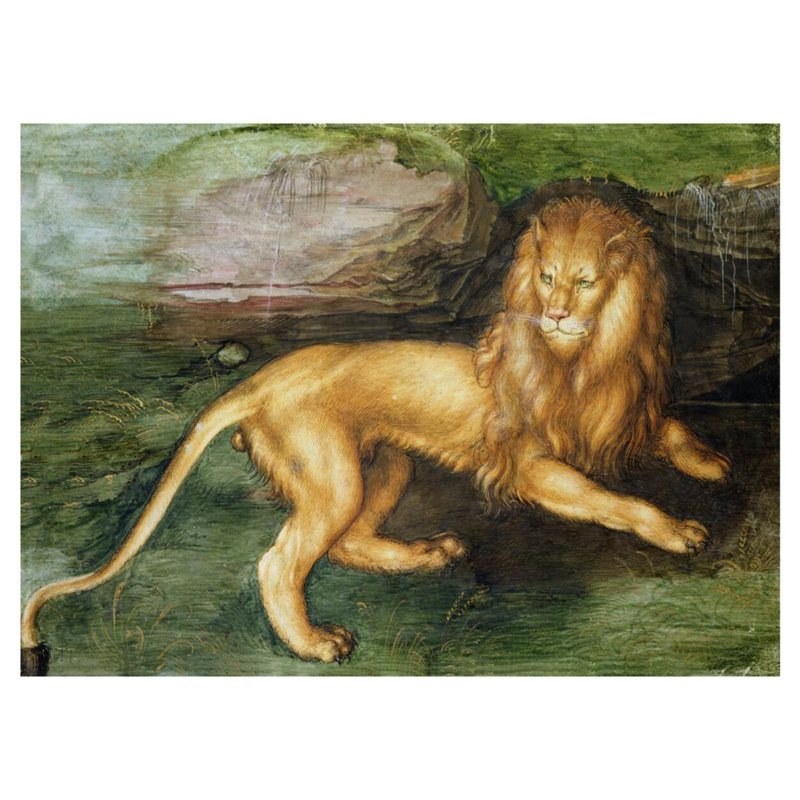 Lion (avec papier sur papier) par Albrecht Dürer - Estampe numérique, H 32 po x l 40 po
