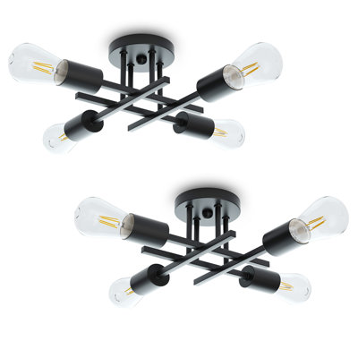 Hannah-Jayne 4 - Light Sputnik Modern Linear Flush Mount (Set Of 2)