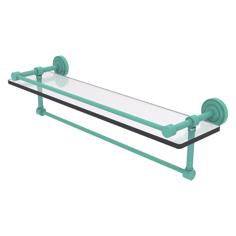 Dottingham Floating Shelf with Towel Bar, Sea Foam Green