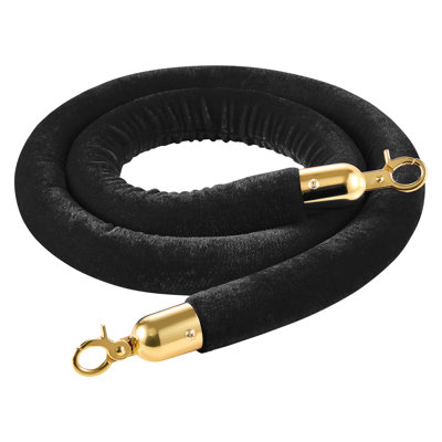 Black Velvet Stanchion Ropes, 5 ft Crowd Control Stanchion Black Velvet Ropes with Gold Hooks, Post Queue Barrier Carpet Rope for Carpet Events Movie Theaters Grand Openings Hotels Party
