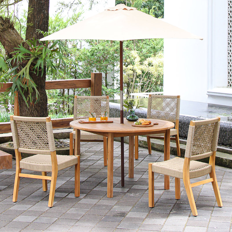 Ensemble repas d'extérieur en teck pour 4 personnes Sunseri