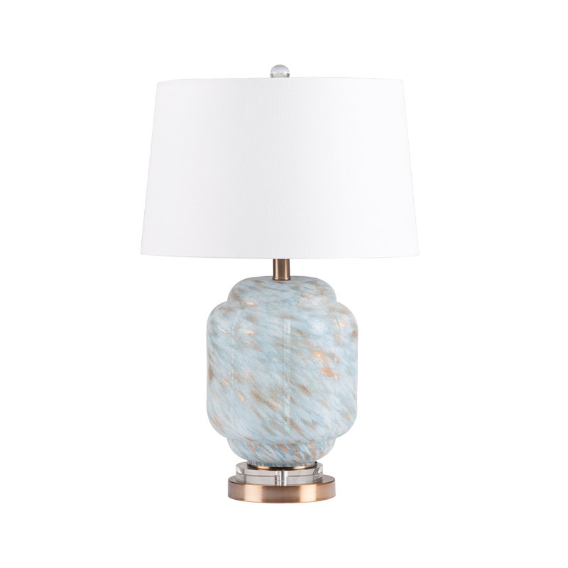 Ahzhane 60cm Table Lamp with Glass Base For Bedroom Furniture, Bedside Buffet Lamp with Linen Shade