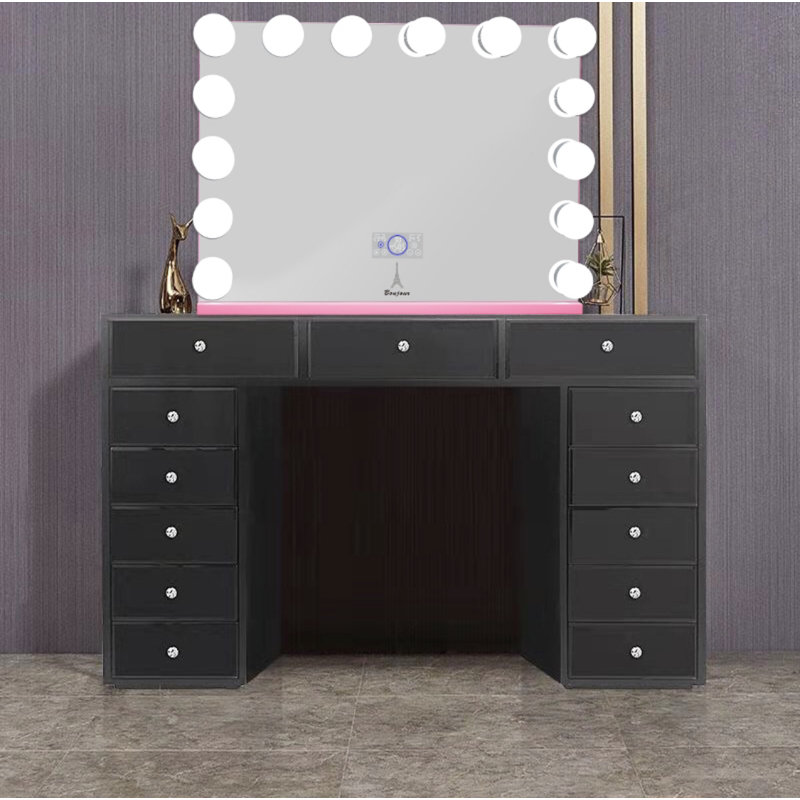 Coiffeuse Hollywood avec miroir, Rose, H 27 x l 31,5
