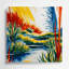 Aquarelle, paysage 26, art mural en métal brun-320772944