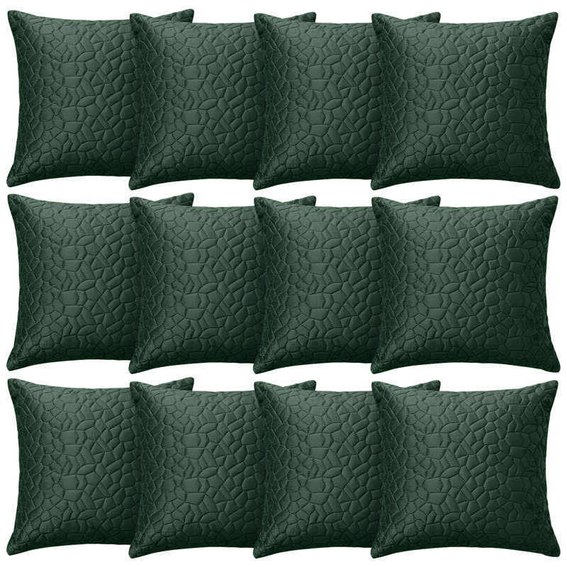 Aspire Homeware Geometric Square Velvet Cushion Covers, Pack of 12, Emerald