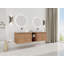 Meuble-lavabo mural 72 po avec lavabo d'art en céramique, 1 tablette de rangement et 4 portes à fermeture en douceur-121938659