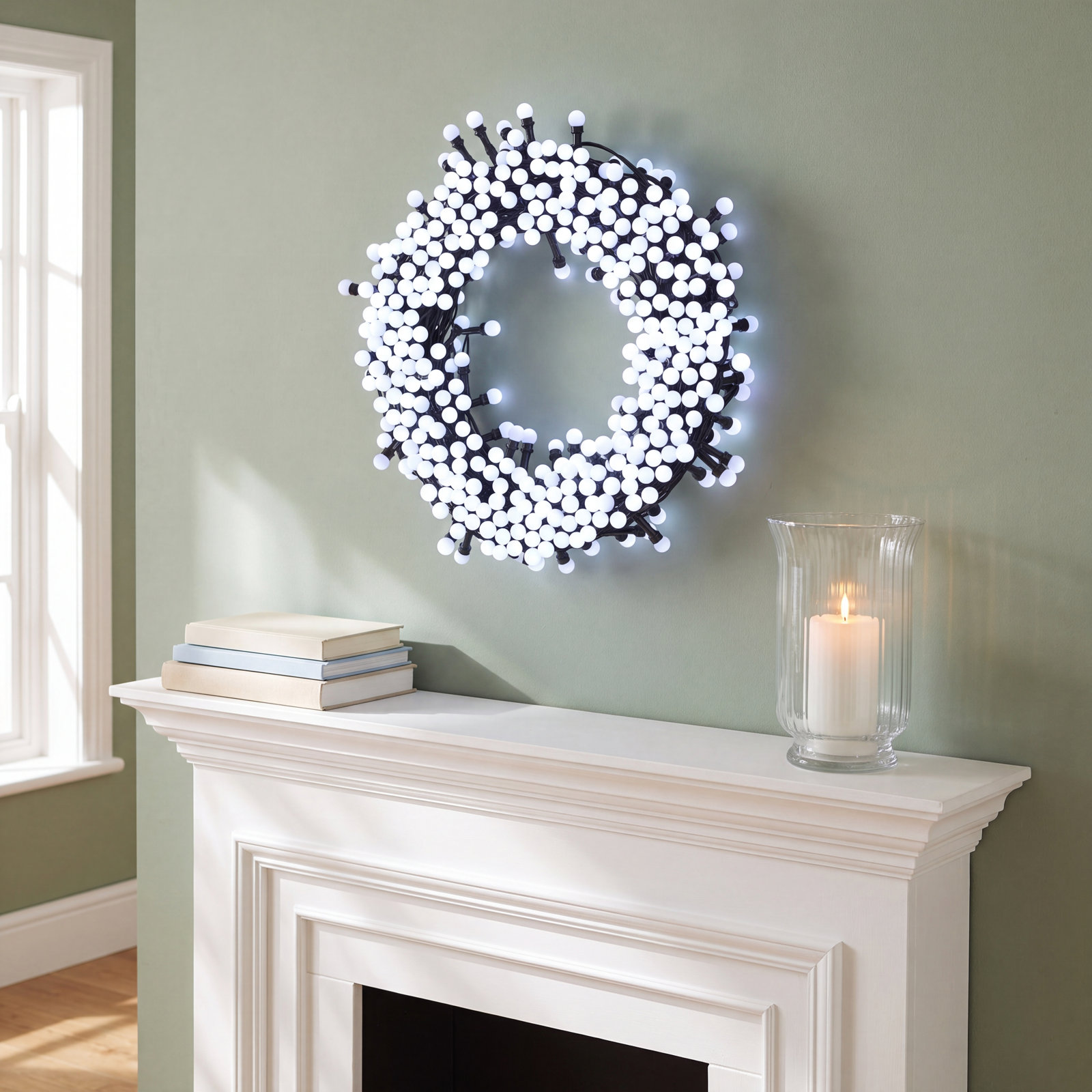 Outdoor LED String Lights with Modes, Cool White, 787"