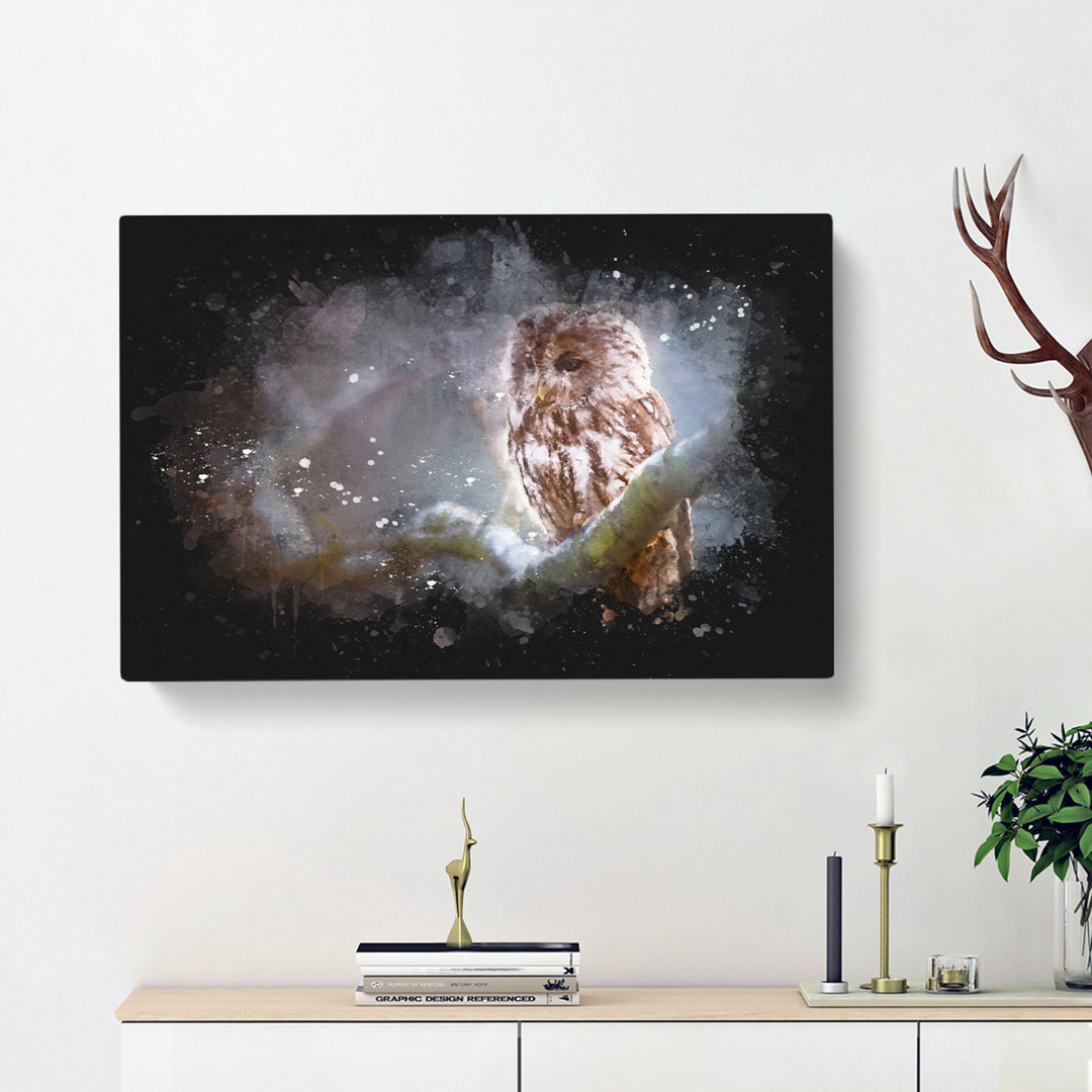 Owl Upon A Tree Branch - Wrapped Canvas