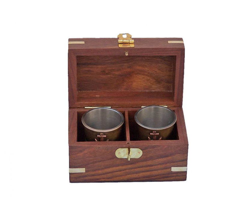 Violette Copper Shot Glass / Shooter Set, Antique Brass