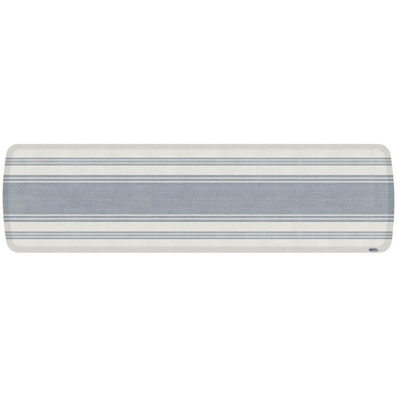 GelPro Elite French Bistro Stripe Collection Striped Water Resistant Anti-Fatigue Non-Skid Kitchen Mat, Blue
