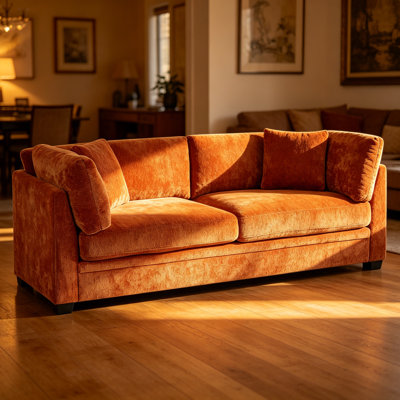 83.50" Modern Flared Arms Sofa(Caramel)