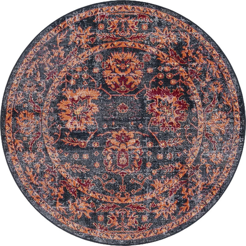 Floral Indoor Rug, Round 5'3"