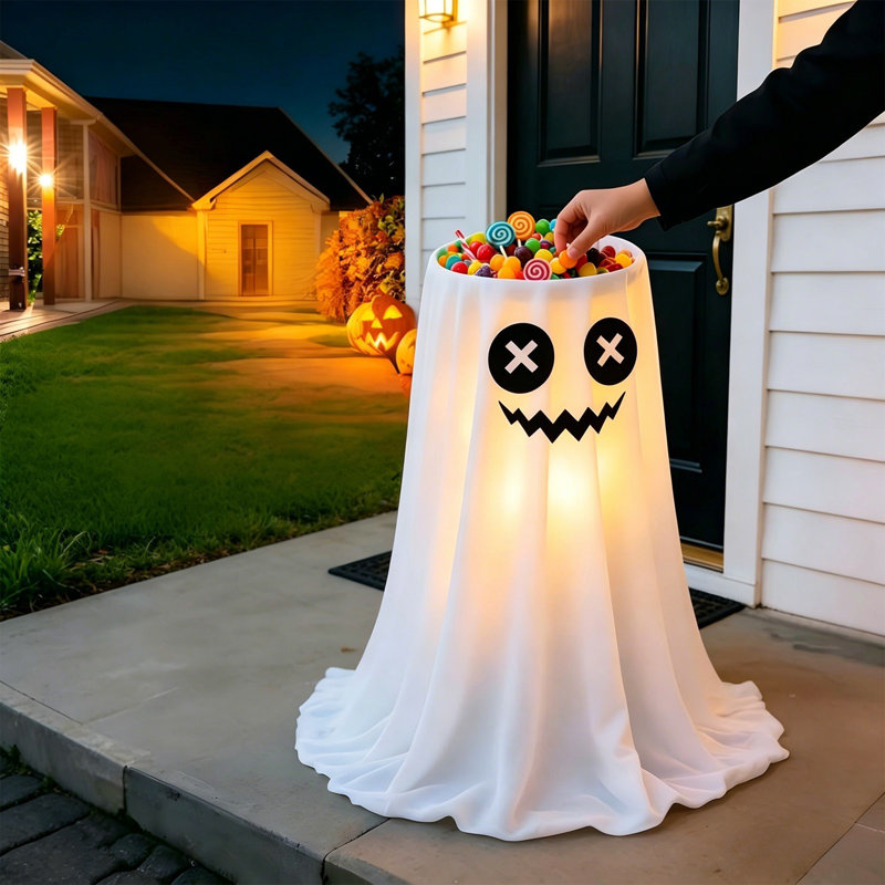 Grand bol à bonbons d'Halloween avec lumières et télécommande pour les festins d'Halloween