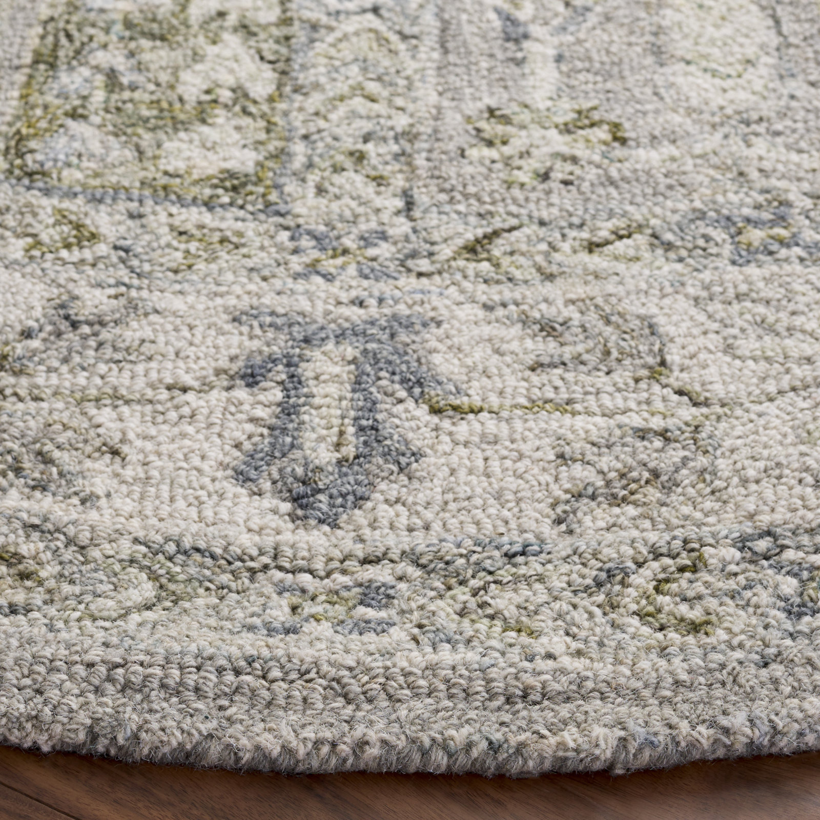Hand-Tufted Geometric Wool Rug, Round 6'