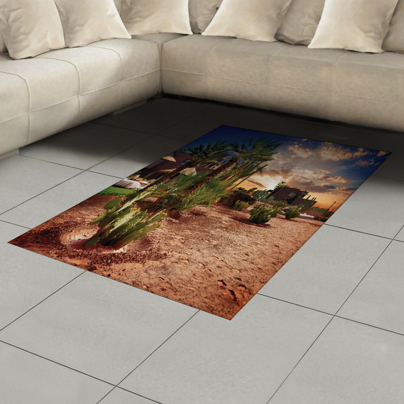 Desert High Density Long Fiber Poly Threads Decorative Area Rug Carpet, Rectangle 4' x 5'8"