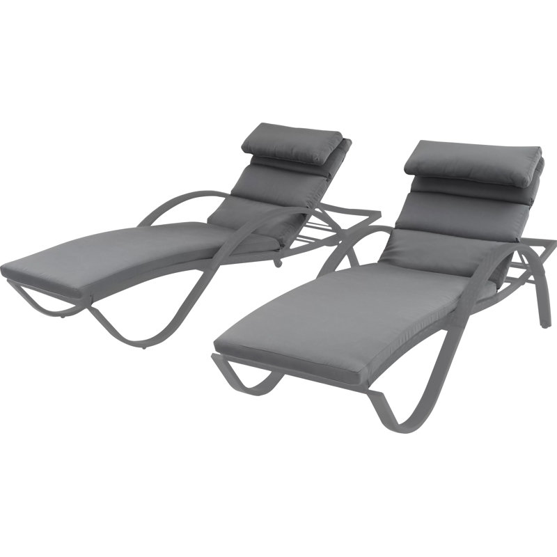 Northridge Sunbrella Outdoor 3'' Chaise Lounge Seat / Back Cushion, Charcoal Grey Sunbrella®