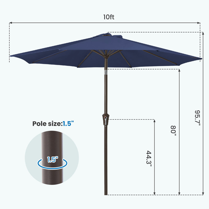 Parasol de marché inclinable Germar, Marine, H 95,7 po x l 120 po x P 120 po