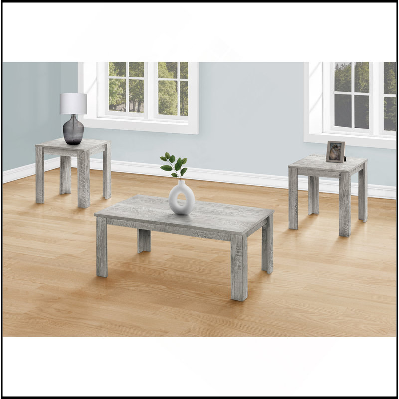 Ensemble de table, ensemble de 3 pièces, café, bout, côté, décor, salon, stratifié gris, transitionnel