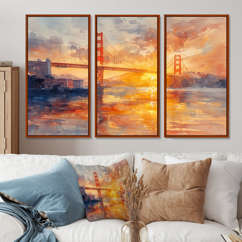 Ensemble de salon Aniya - Bridges Wall Art, H 28 po x l 36 po, Cadre flottant brun