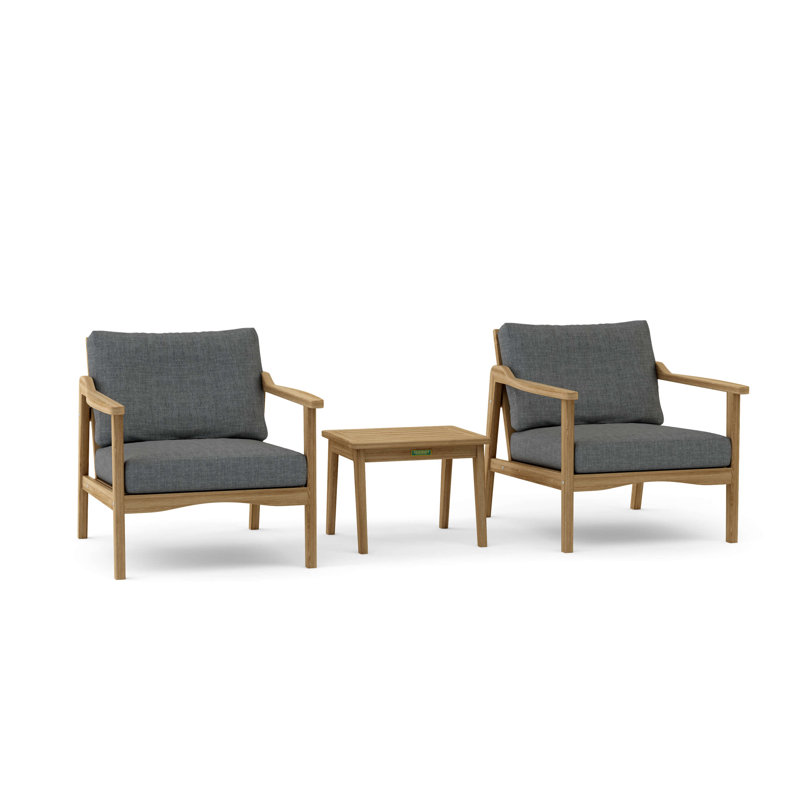 Outdoor Teak Conversation Set, Cast Charcoal