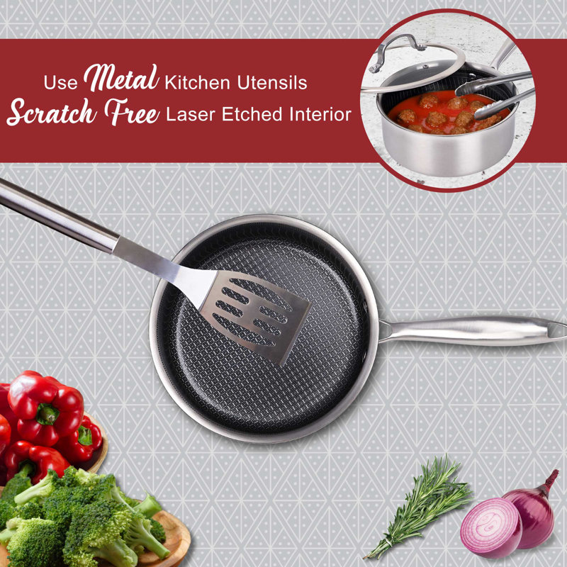Brentwood® 3-Ply Hybrid Non-Stick Stainless Steel Dutch Oven With Tempered Glass Lid, 2.2 quarts