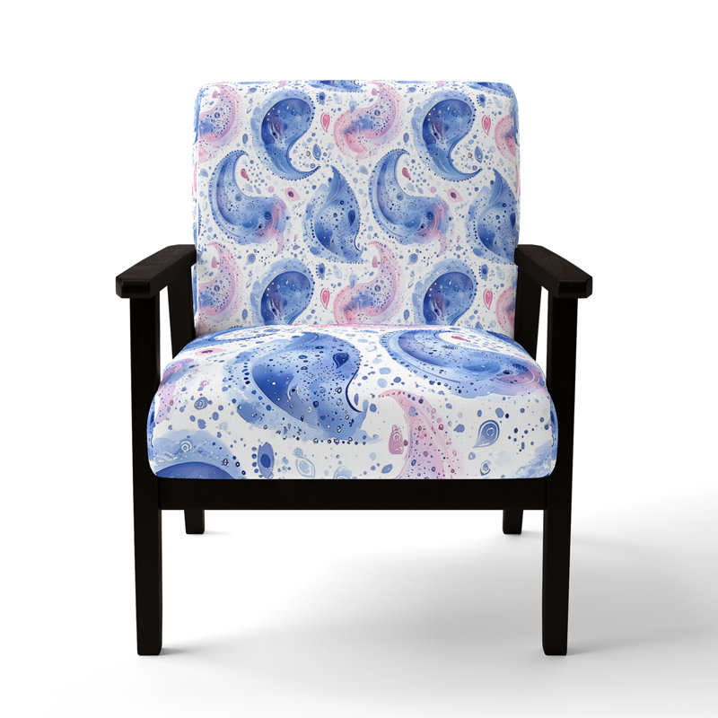 Fauteuil d'appoint Boho, Accoudoirs carrés noirs