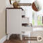 Commode cannelée à 6 tiroirs profonds, commode de rangement moderne en bois, blanc