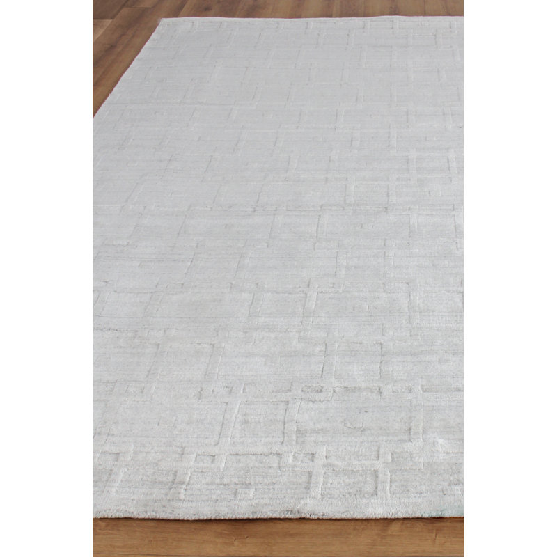Lotus Handmade Wool/Bamboo Silk, Ivory Area Rug, Rectangle 14' x 18'