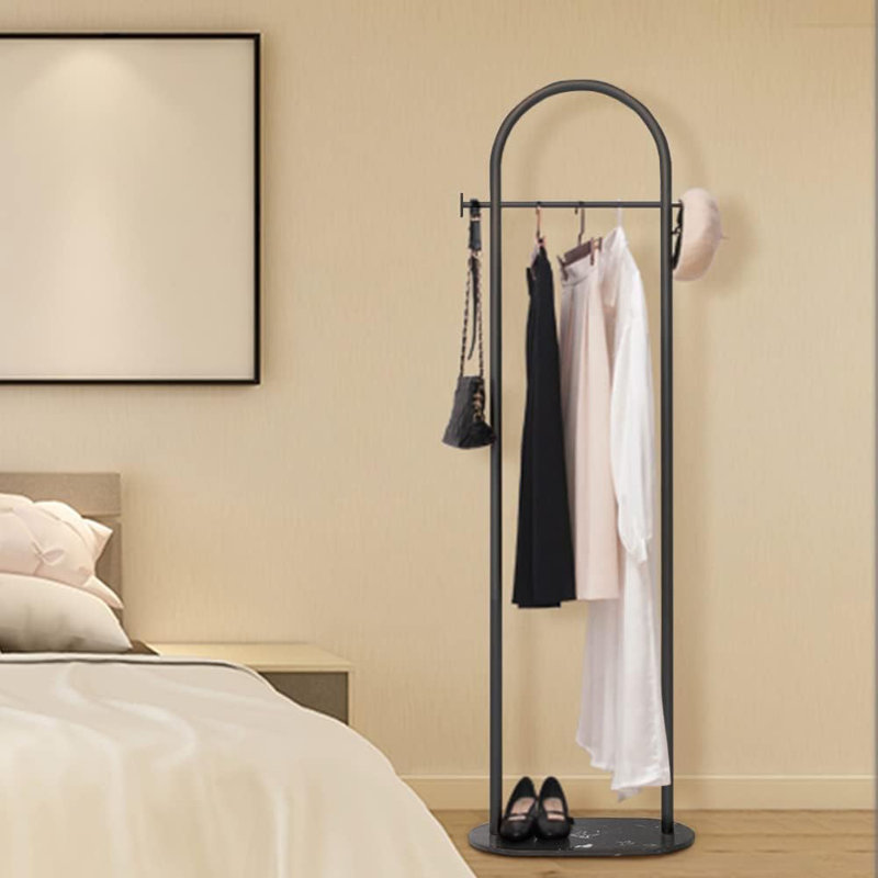 Heavy Duty Modern Coat Rack Stand with Marble Base, Black