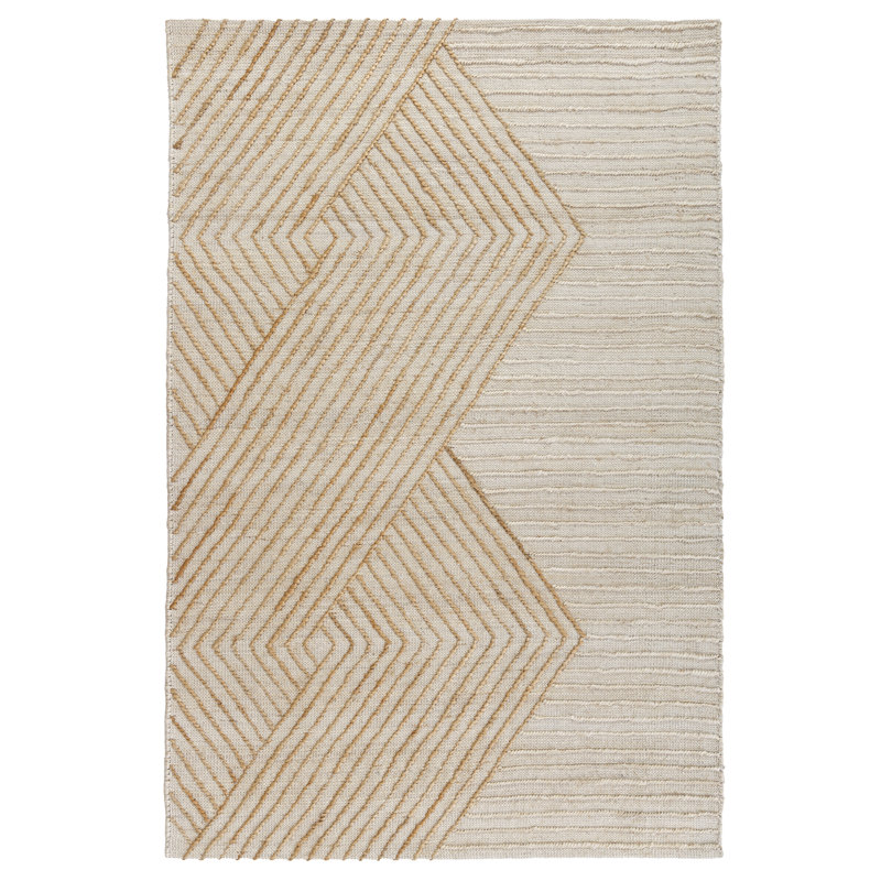 Tapis transitionnel transitionnel ivoire / brun clair en jute tissé à la main