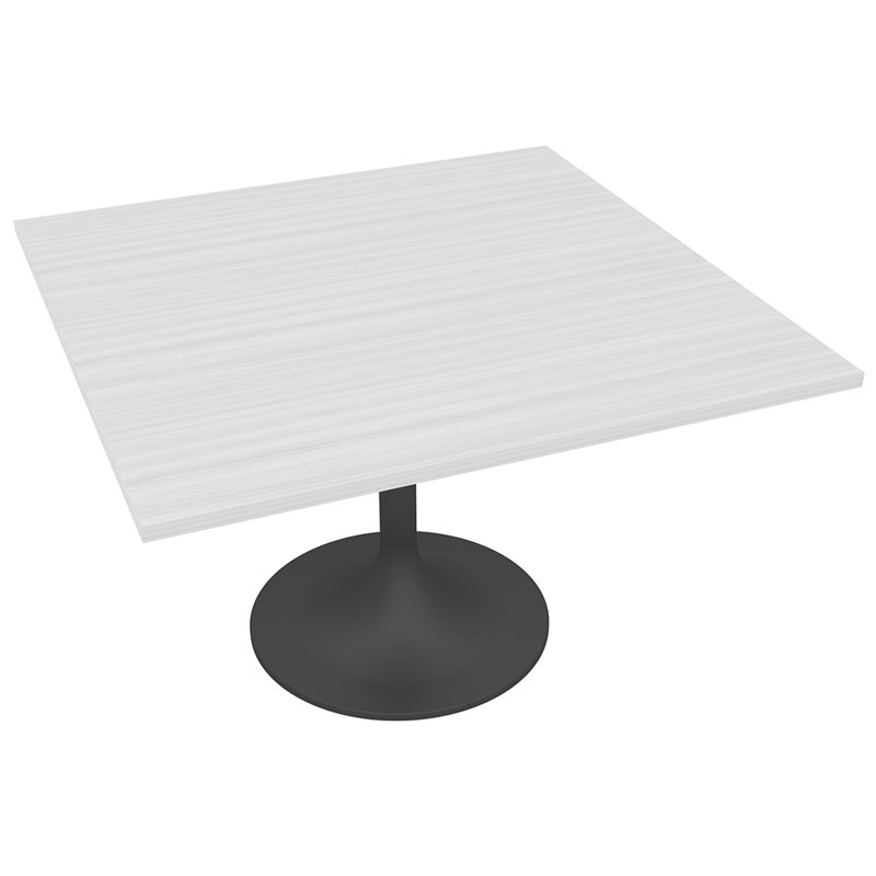 Table de conférence carrée avec base tulipe en métal, L 42 po x l 42 po, Cyprès blanc