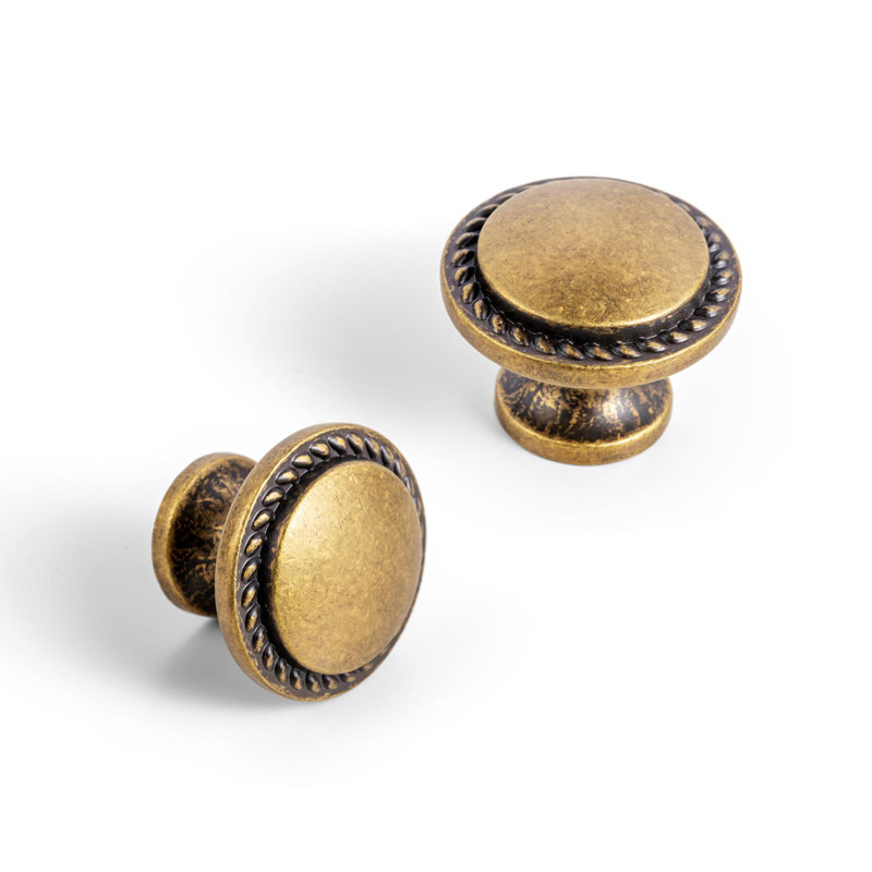 45/64" Diameter Knob, Antique Brass