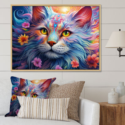Portrait d'un chat majestueux avec des fleurs