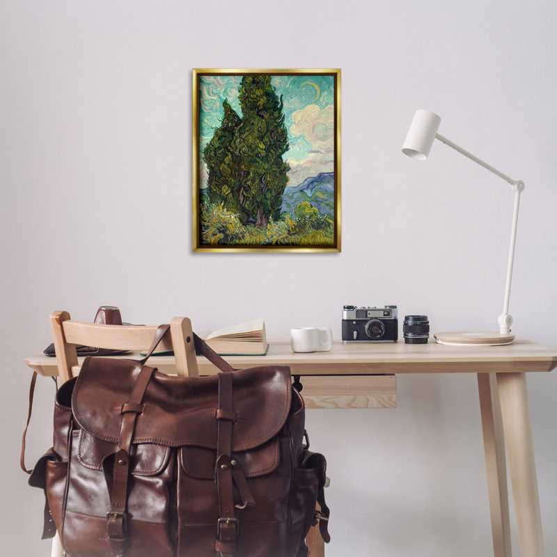 «Van Gogh Cypress Landscape», art mural sur toile flottante par one1000paintings, H 31 po x l 25 po