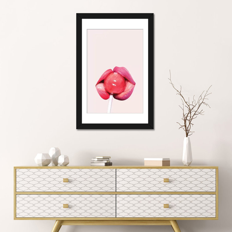 «Lollipop», impression sur toile, H 24 po x l 16 po x P 1 po, Papier d'art encadré noir, Blanc