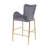 28.75Inch Counter Height Bar Stools Set Of 2, Bar Height Arm Chairs, Velvet Fabric Stools With Golden Legs And Footrests,Gray