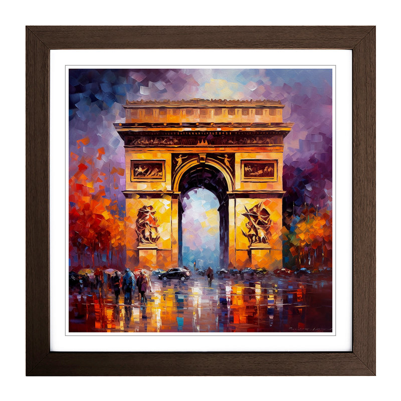 Arc de Triomphe Neo-Impressionism - Framed Print, Walnut